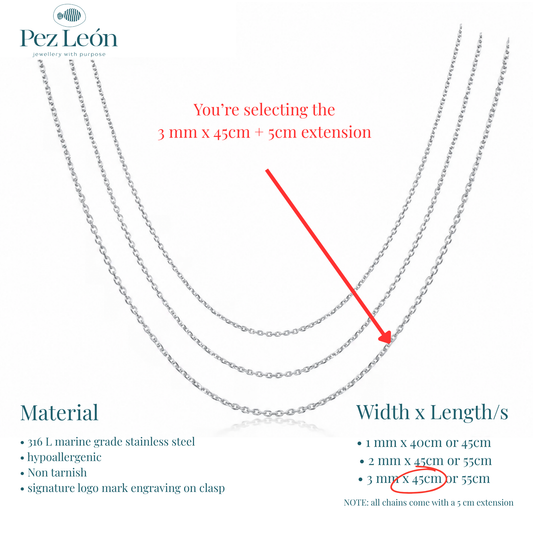 Signature Anchor Cable Chain - 316L Stainless Steel / 3mm / 45cm