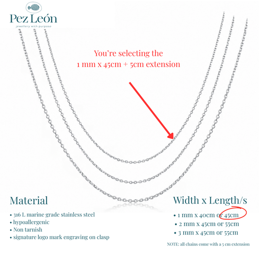 Signature Anchor Cable Chain - 316L Stainless Steel / 1mm / 45cm