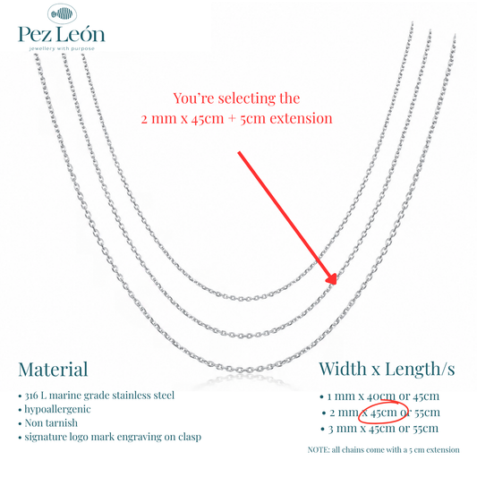 Signature Anchor Cable Chain - 316L Stainless Steel / 2mm / 45cm