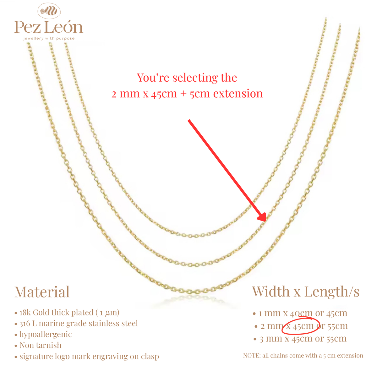 Signature Anchor Cable Chain - Gold / 2mm / 45cm