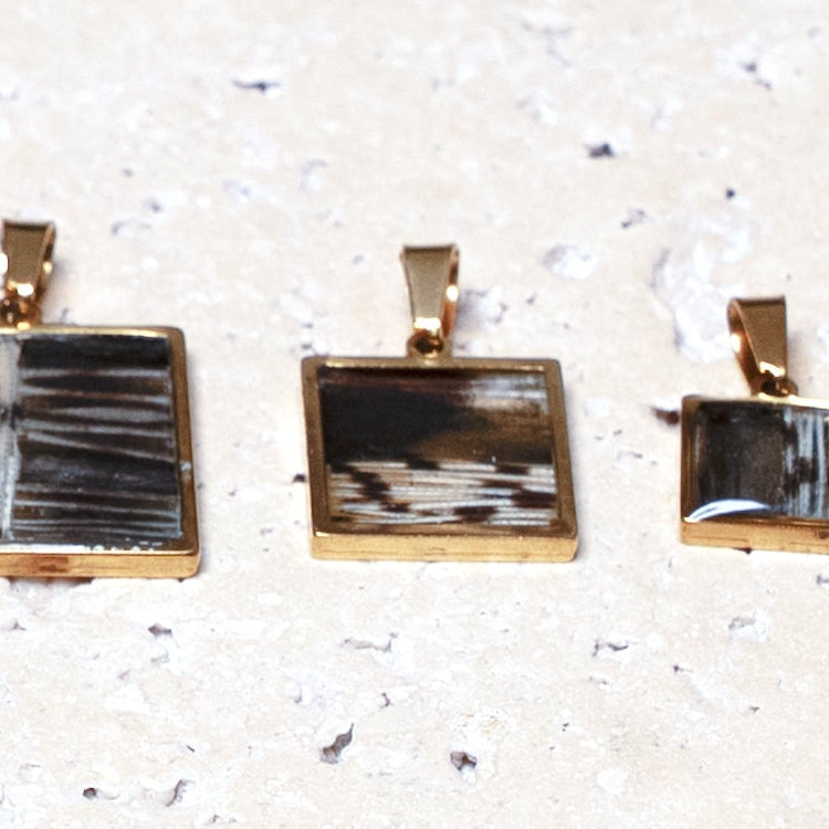 Composition Pendant — Gold Square, 18mm