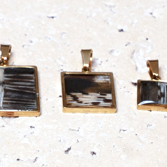 Composition Pendant — Gold Square, 18mm