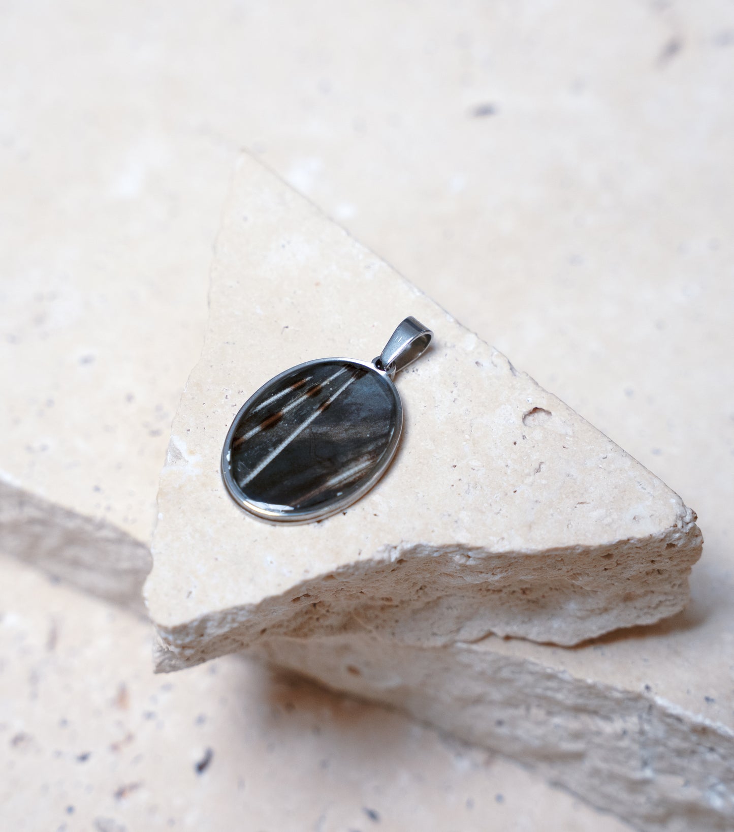Composition Pendant — Stainless Steel Oval