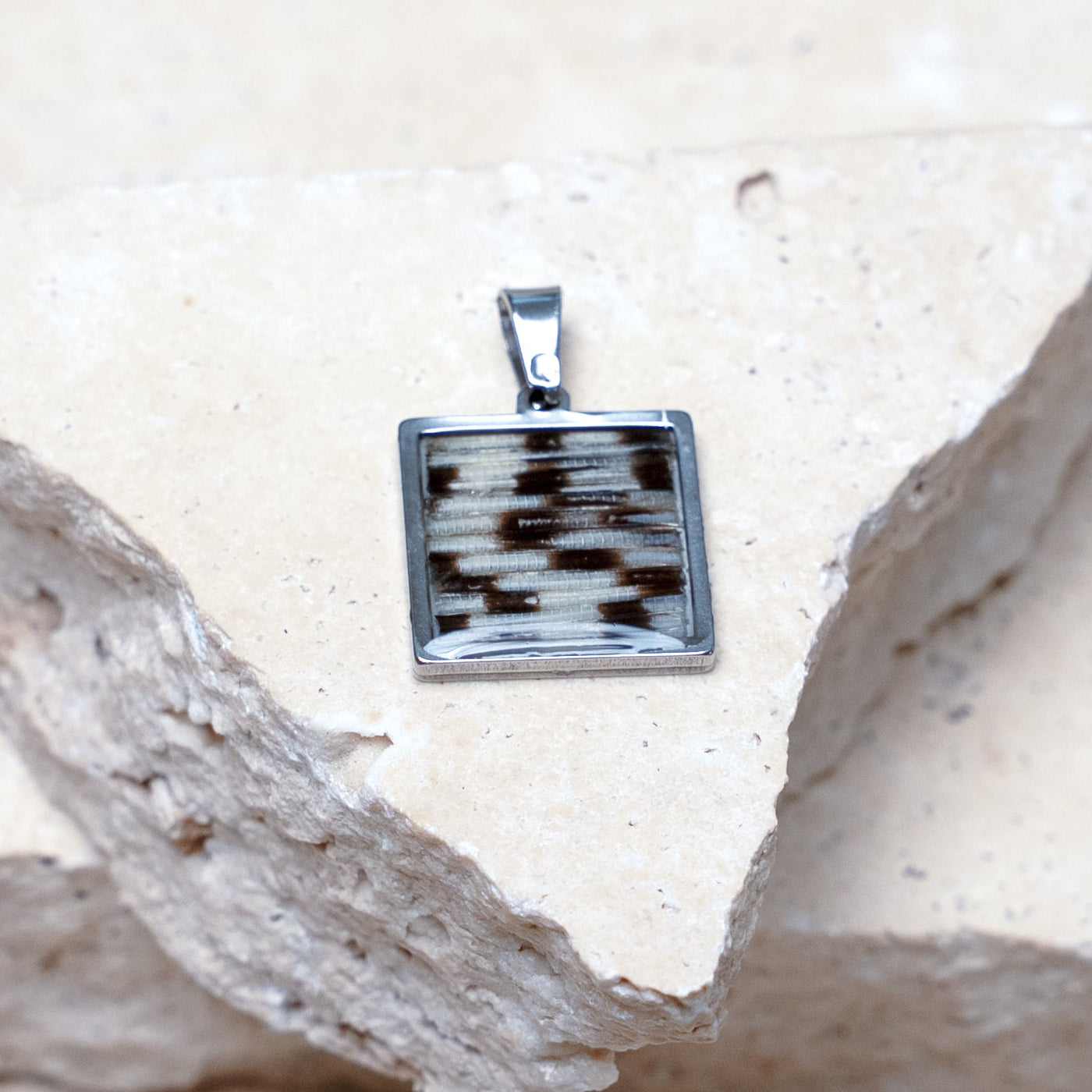 Impact Pendant — Stainless Steel Square, 18mm