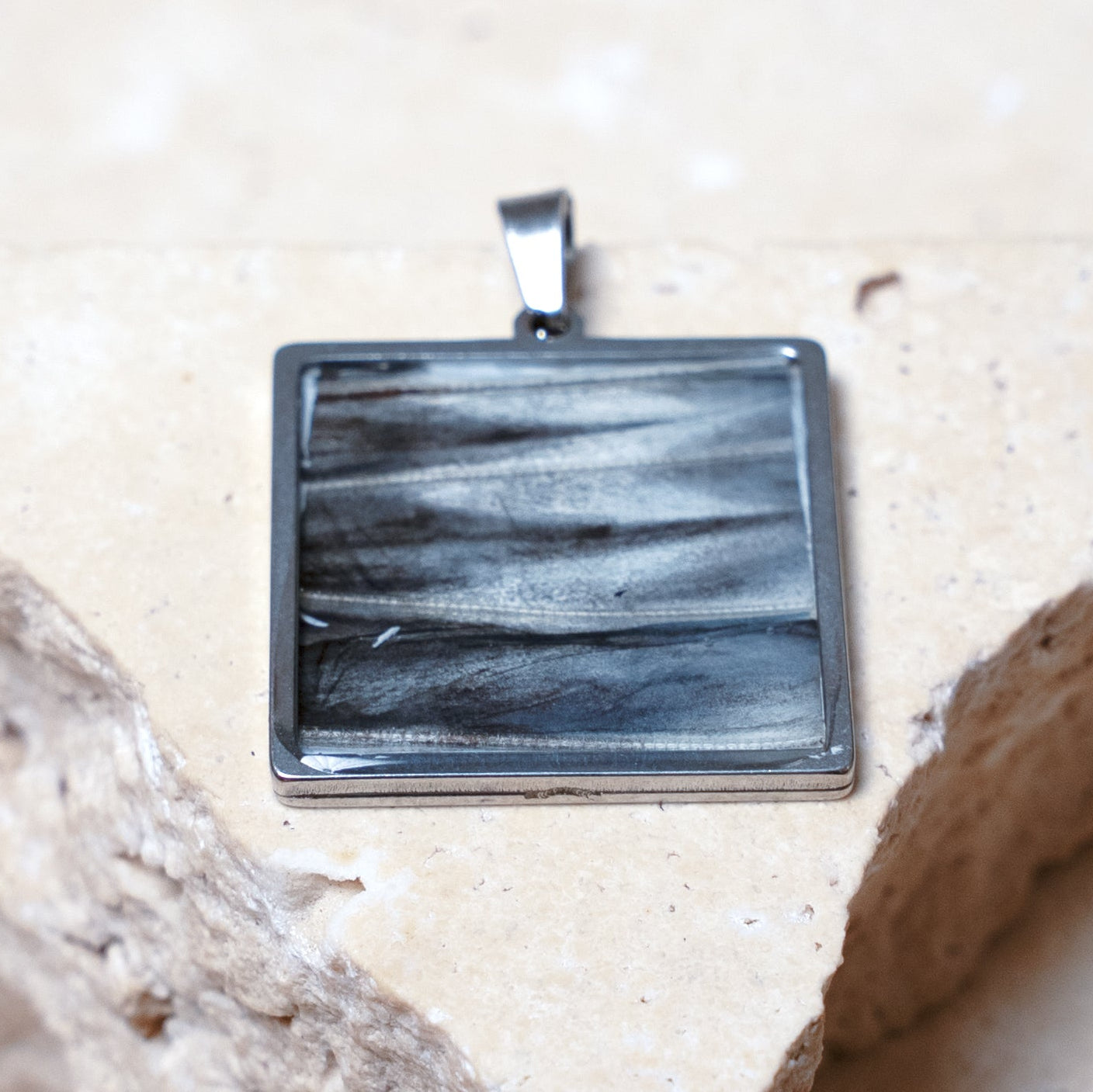 Venom Light Pendant — Stainless Steel Square, 28mm