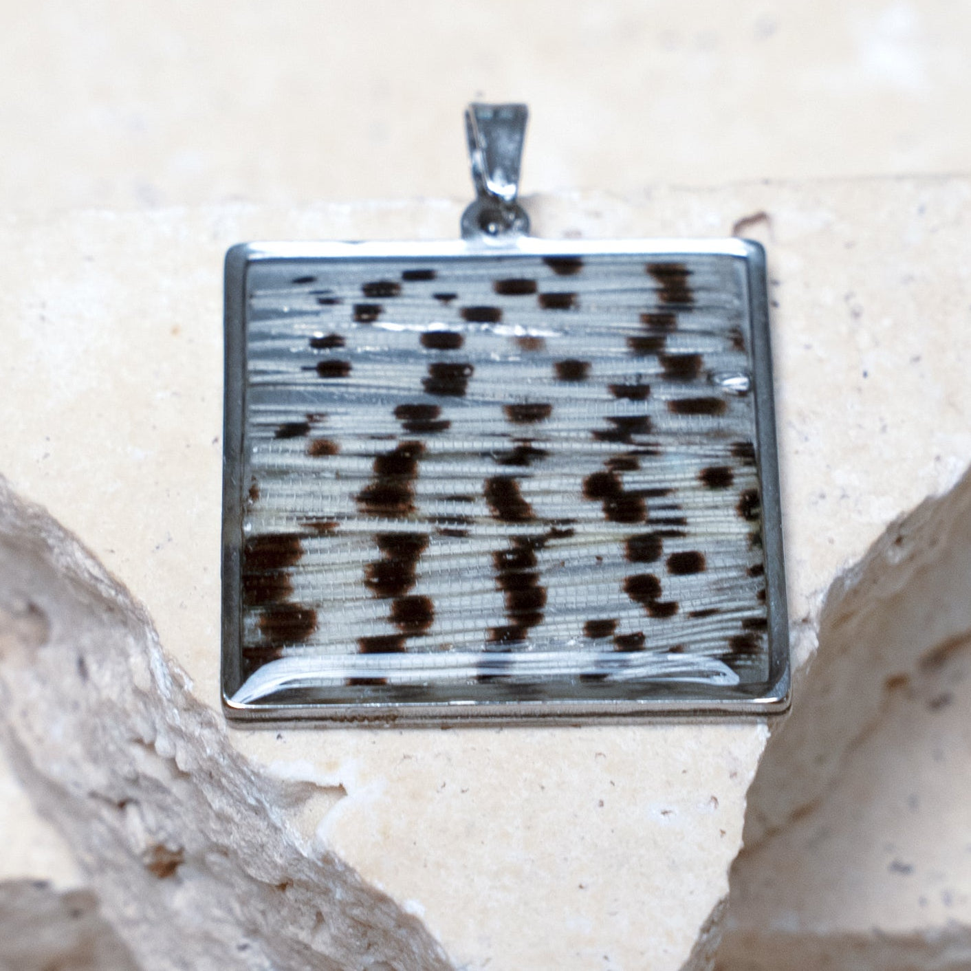 Impact Pendant — Stainless Steel Square, 33mm