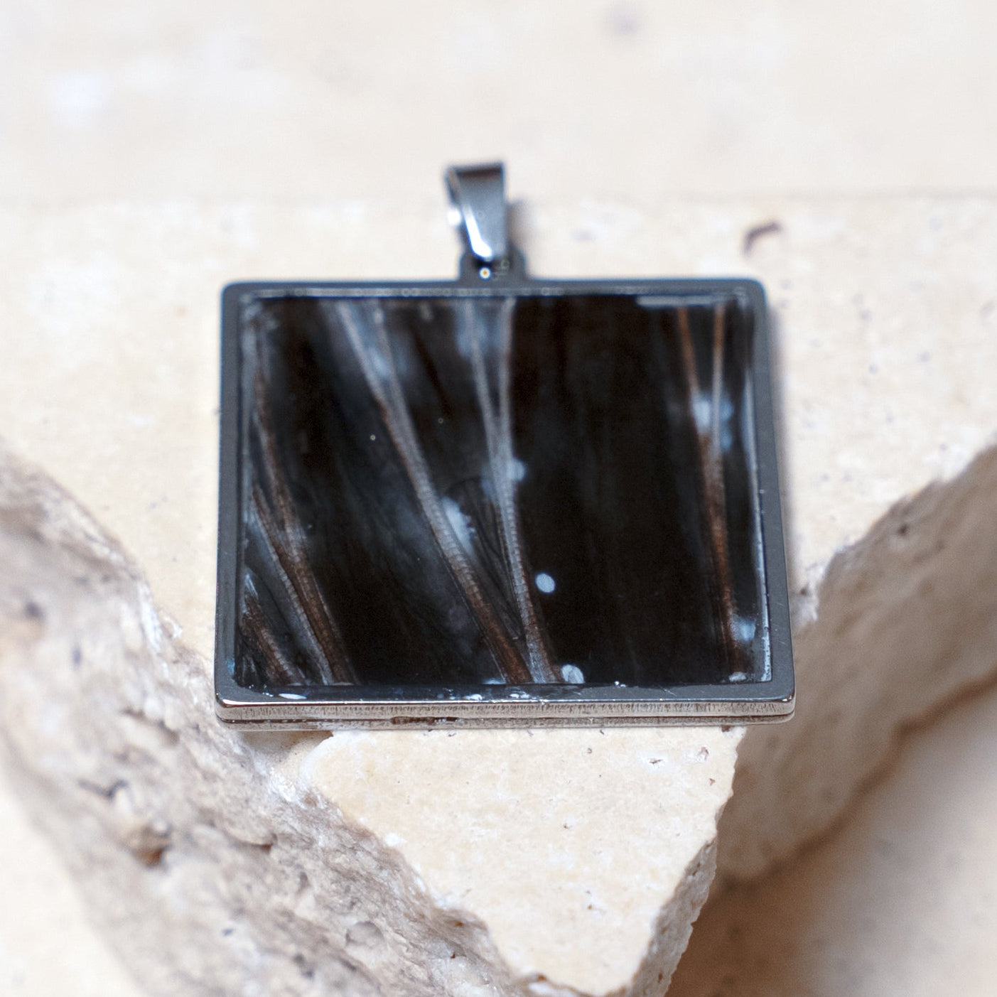 Venom Dark Pendant — Stainless Steel Square, 33mm