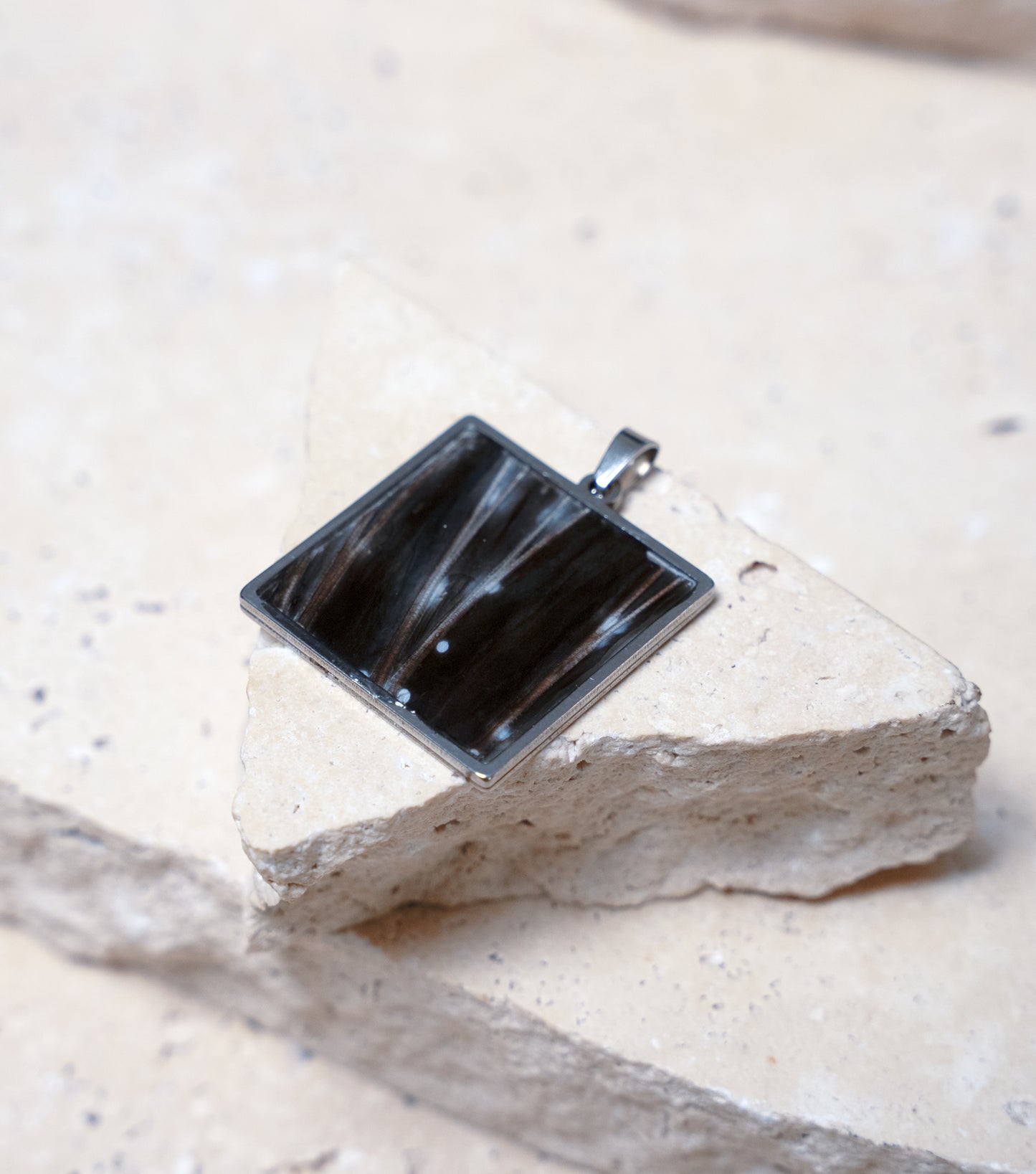 Venom Dark Pendant — Stainless Steel Square, 33mm