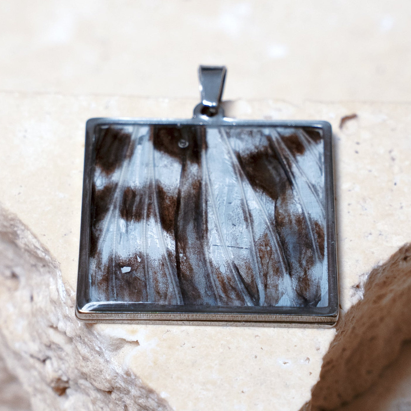 Venom Light Pendant — Stainless Steel Square, 33mm