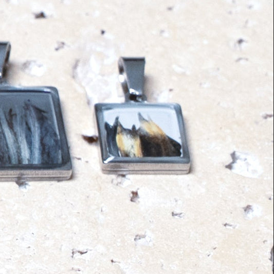 Composition Pendant — Stainless Steel Square, 13mm
