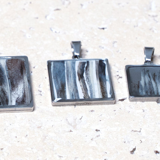 Composition Pendant — Stainless Steel Square, 23mm