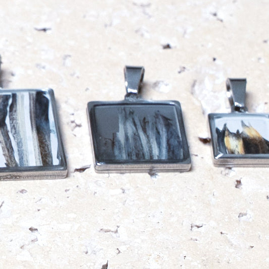 Composition Pendant — Stainless Steel Square, 18mm