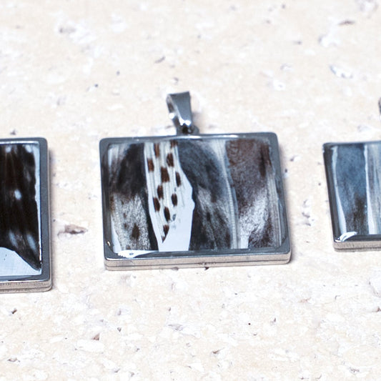 Composition Pendant — Stainless Steel Square, 28mm