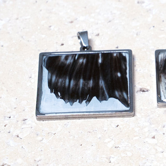 Composition Pendant — Stainless Steel Square, 33mm