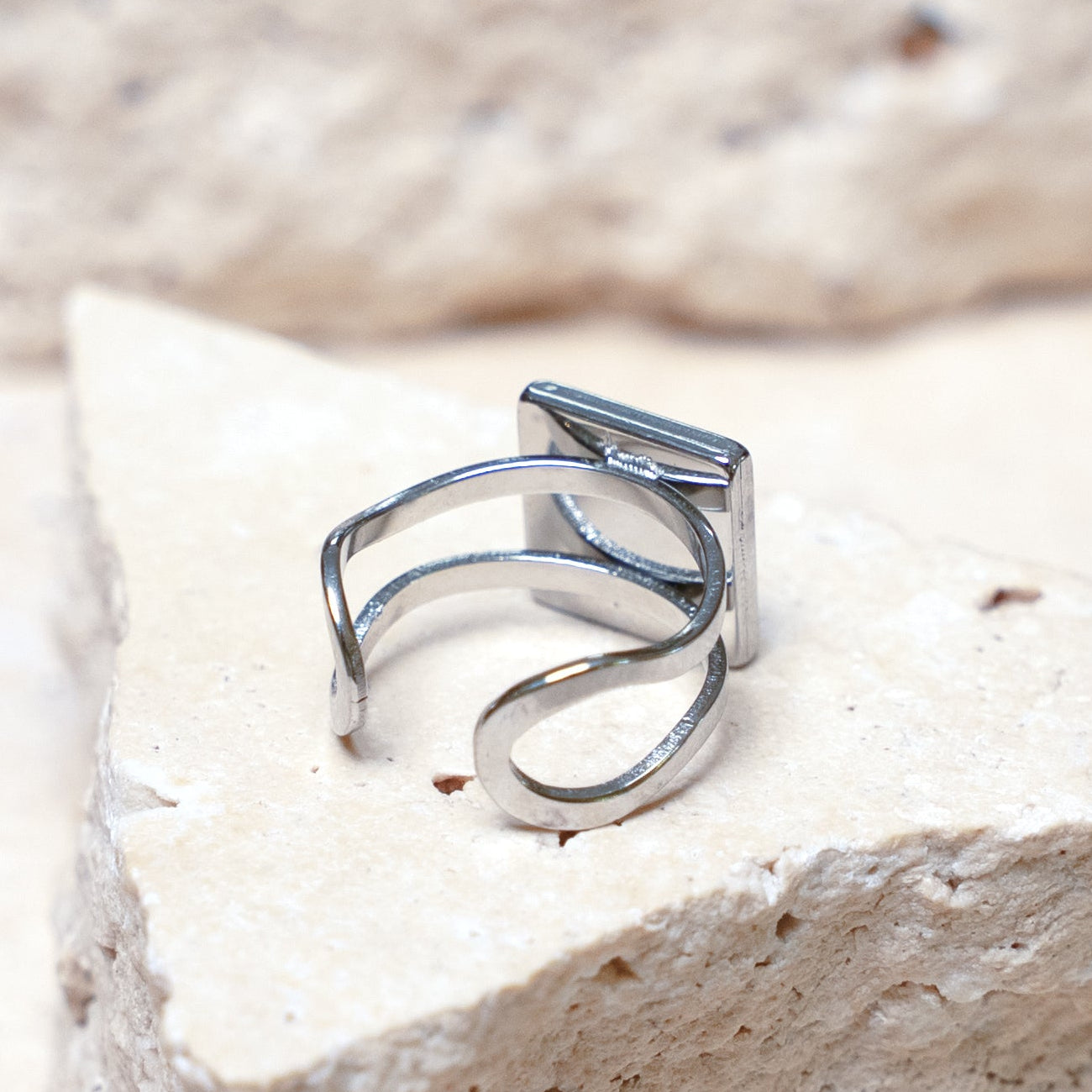 Composition Ring — Stainless Steel Square